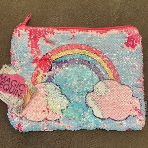 StyleLab Girls Sequin Zip Pouch, large, NWT